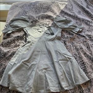 Elsie Dusty Blue Puff Sleeve Mini Dress